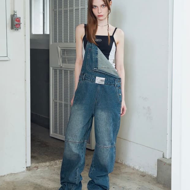 네스티팬시클럽 | 유쓰 데님 오버롤 다크 블루