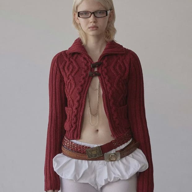 스컬프터 투웨이 케이블 가디건 레드