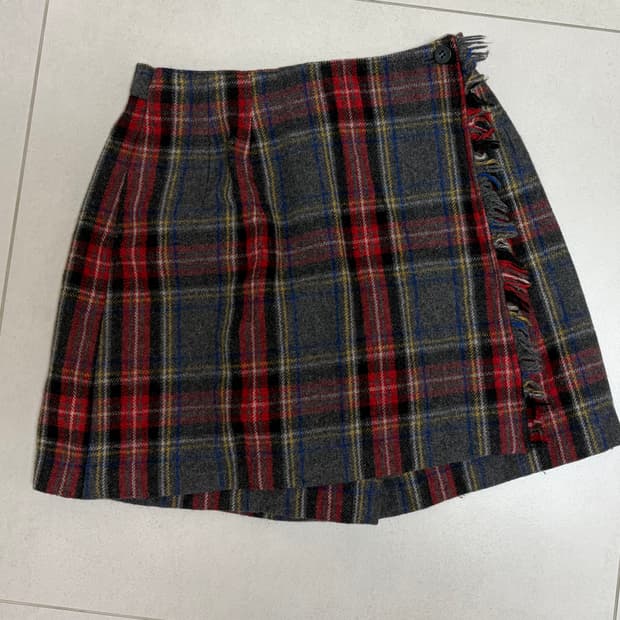 체크 랩 스커트 팬츠