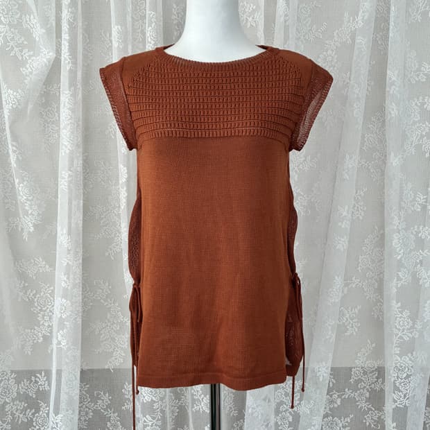 38) 엠포리오 아르마니 리본 니트 탑 브라운