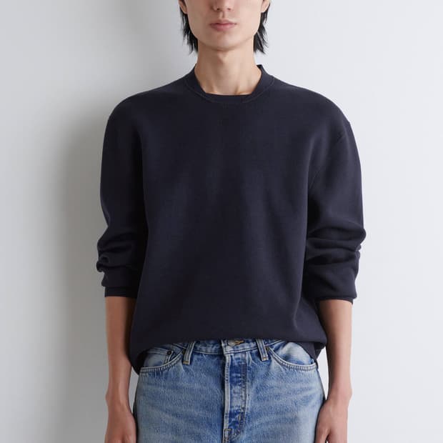 코스 더블페이스 보머 넥 니트 스웨터 네이비색상 L사이즈