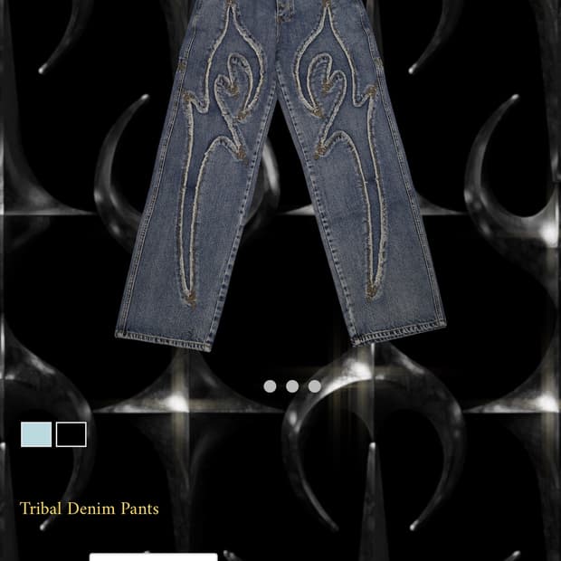 [새상품]떠그클럽 Tribal Denim Pants 블랙 1사이즈