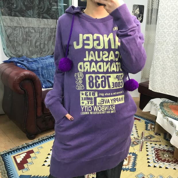 제페니즈 빈티지 여성 방울 롱 후드티 (Z1015)