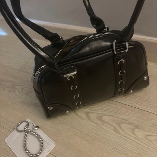 빈티지블랙 가죽 핸드백