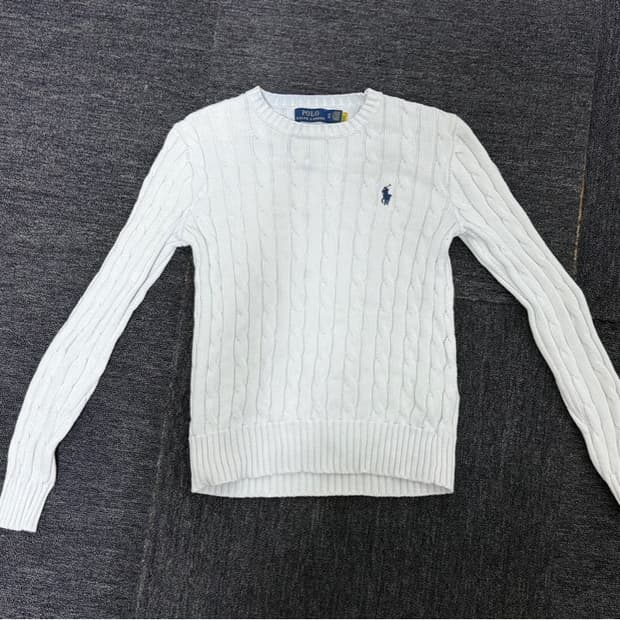 폴로 화이트 꽈배기 니트