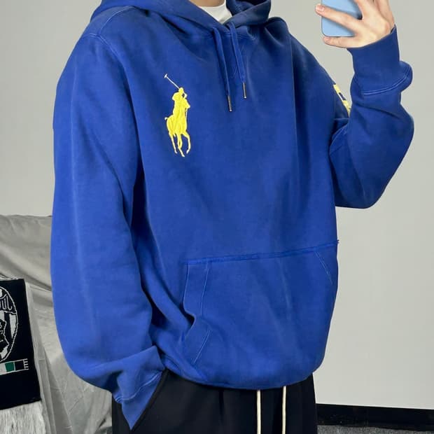 폴로 랄프로렌 빅포니 블루 후드티 XL 