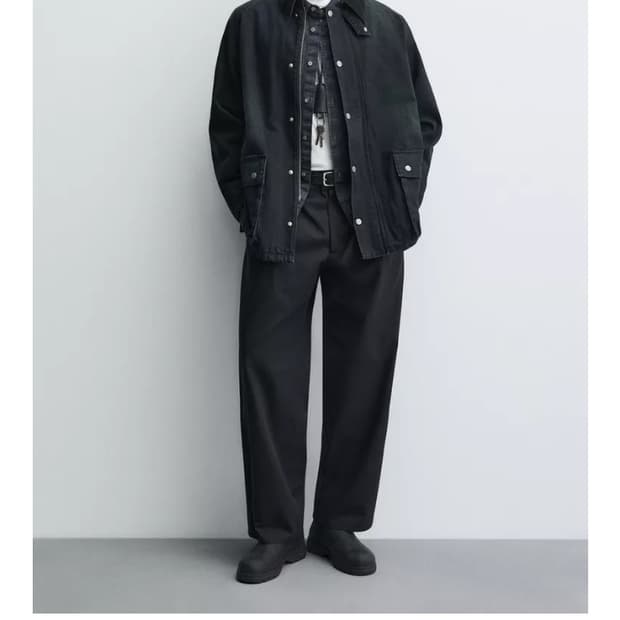 자라 콘트라스트 카라 데님 자켓 