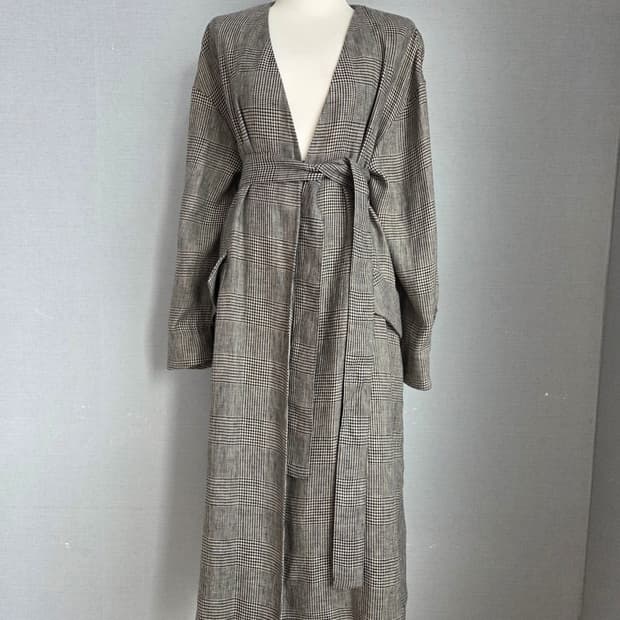 베네통 마 체크 롱코트