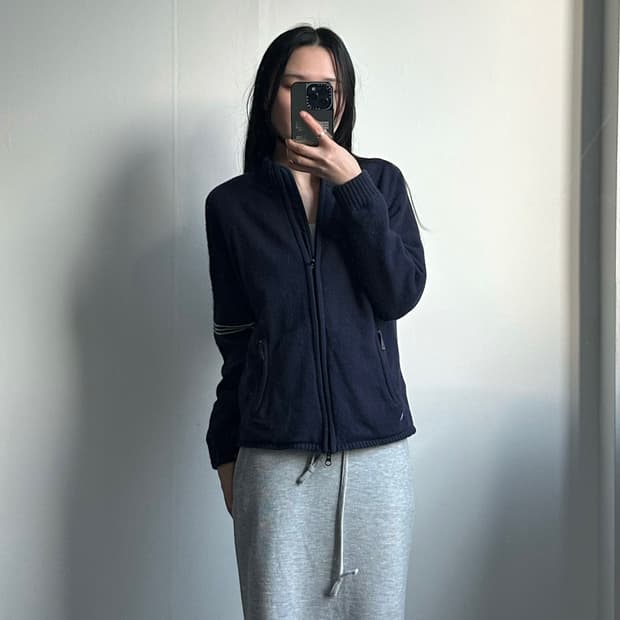 아디다스 네이비 투웨이 니트 집업