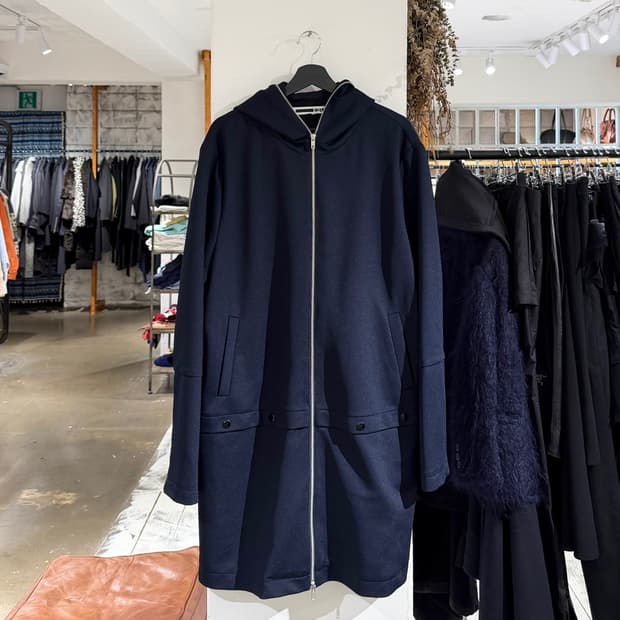 알렉산더 맥퀸 네이비블루 롱 후디 자켓