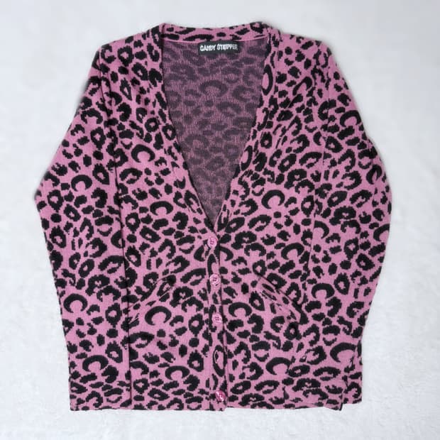 Candy Stripper 히메갸루 오네갸루 호피 가디건 ≽^•⩊•^≼
