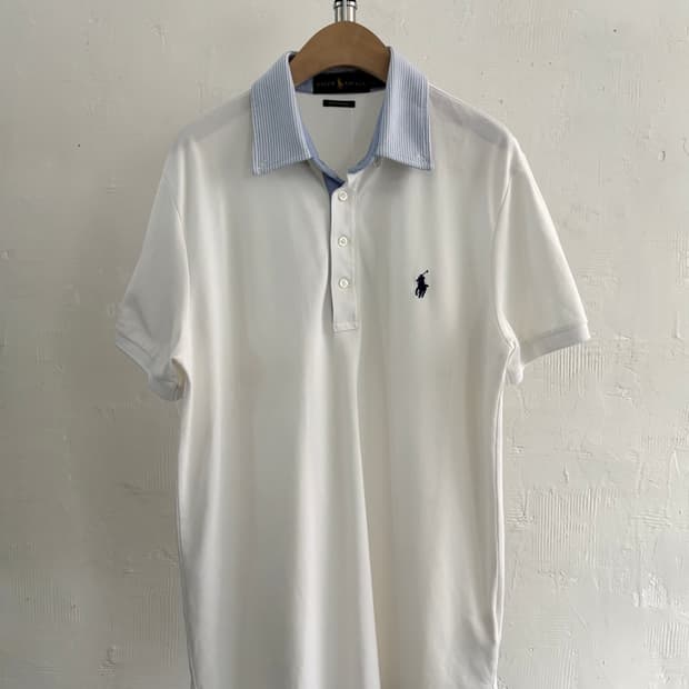 Polo 폴로 랄프로렌 화이트 스트라이프 카라 티