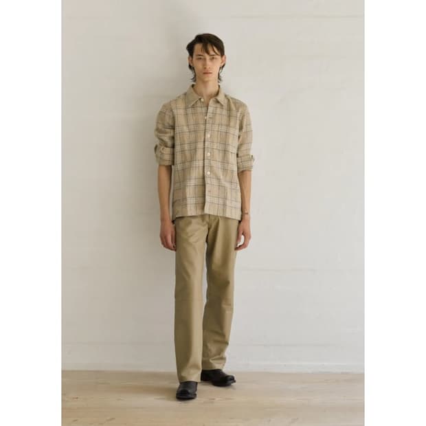썬플라워 카키 체크셔츠