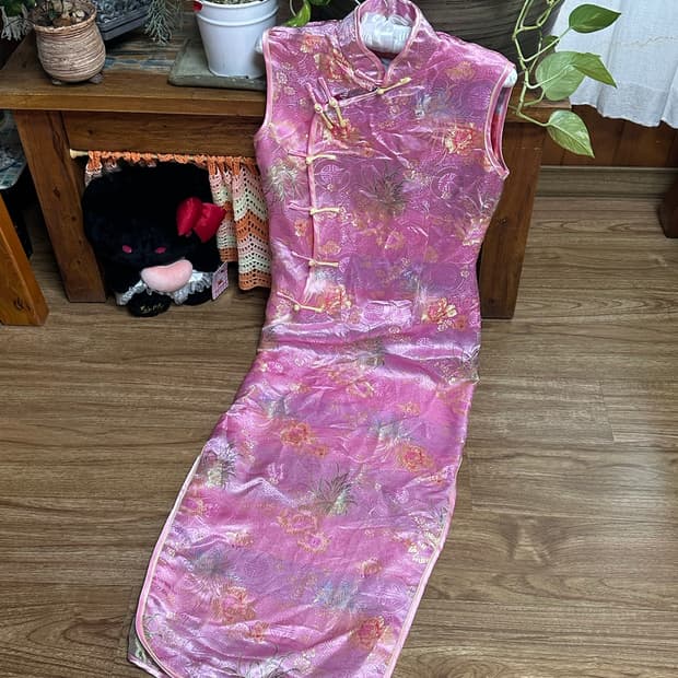 빈티지 핑크 상하이 치파오 원피스 히메갸루 로걀 헤이세이 페어리 그런지 