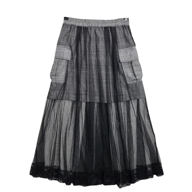 JPN 체크 레이어드 스커트 