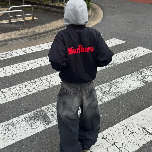 XL) 90s 빈티지 말보로 리버시블 봄버 자켓