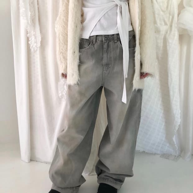 슬립오버 vintage gray denim pants