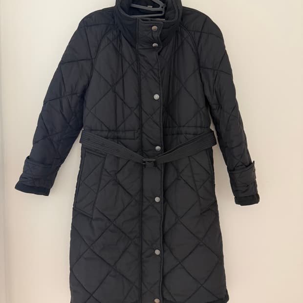 버버리 블랙 퀼팅 롱 코트 L(77)