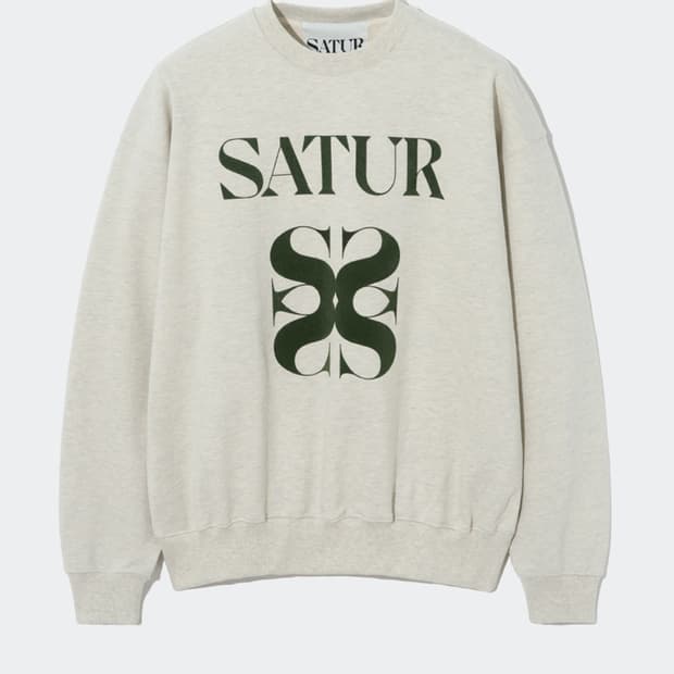 새상품)새터 satur  멜란지그레이 오버핏 빅로고 맨투맨 M