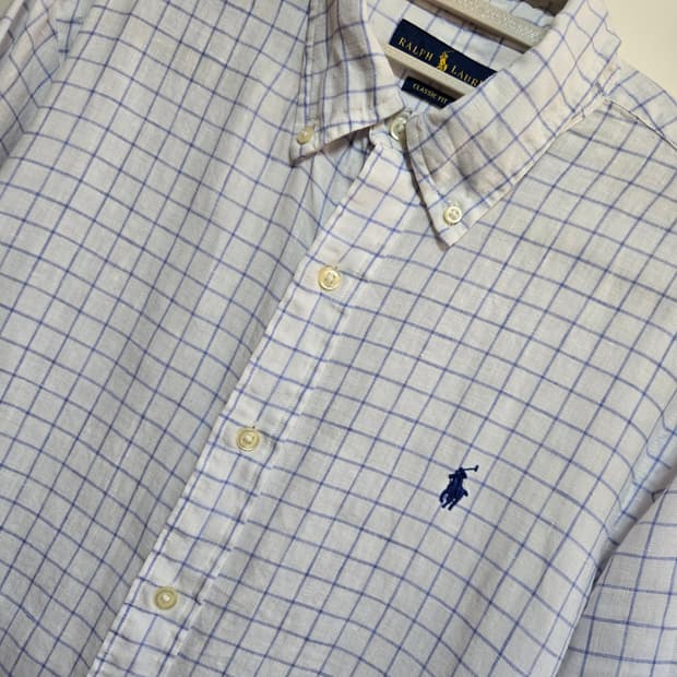 폴로 랄프로렌 남성 체크 린넨 셔츠