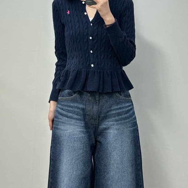 폴로 랄프로렌 네이비 프릴 니트 가디건