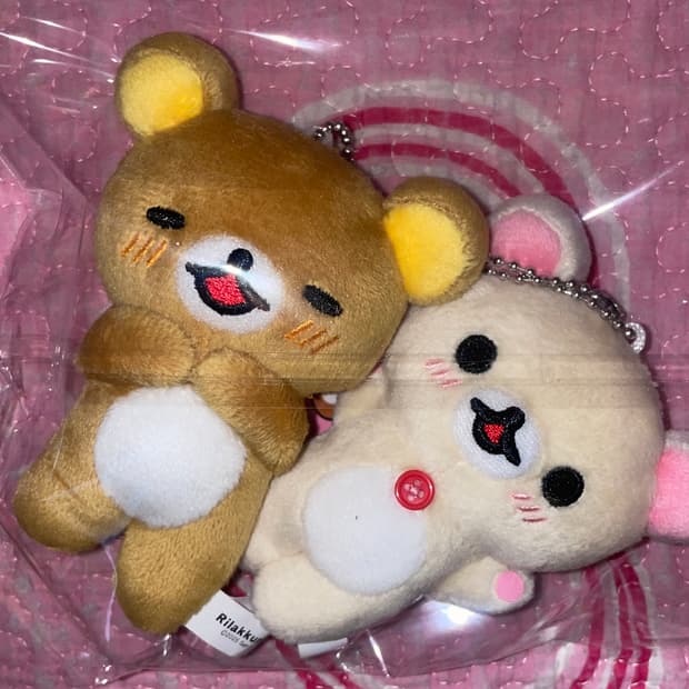 택O 부끄 리락쿠마 코리락쿠마 인형 키링 세트