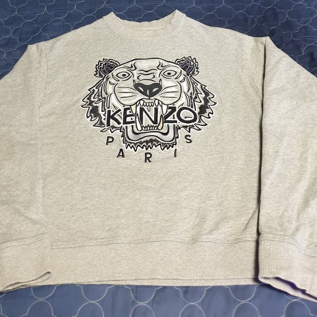 겐조 바시티 풀오버 타이거 자수로고 맨투맨 그레이 (S)