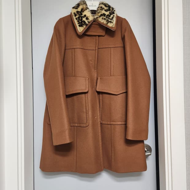 N21 레오파드 퍼 칼라 브라운 코트 