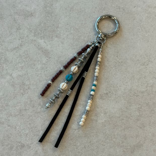 산호 호박석 터키포인트 브라운 스웨이드 키링