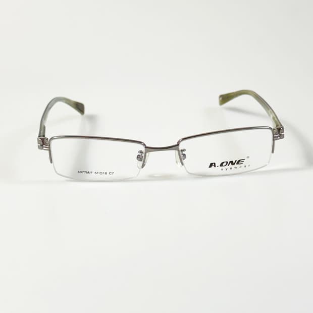 A.ONE 반무테 스퀘어 메탈 프레임 빈티지 안경