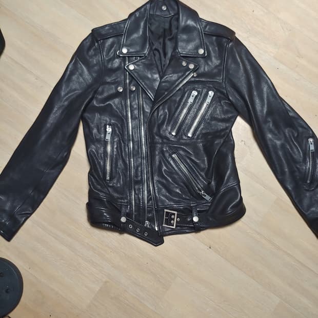 더블지퍼 염소가죽 라이더 자켓 L