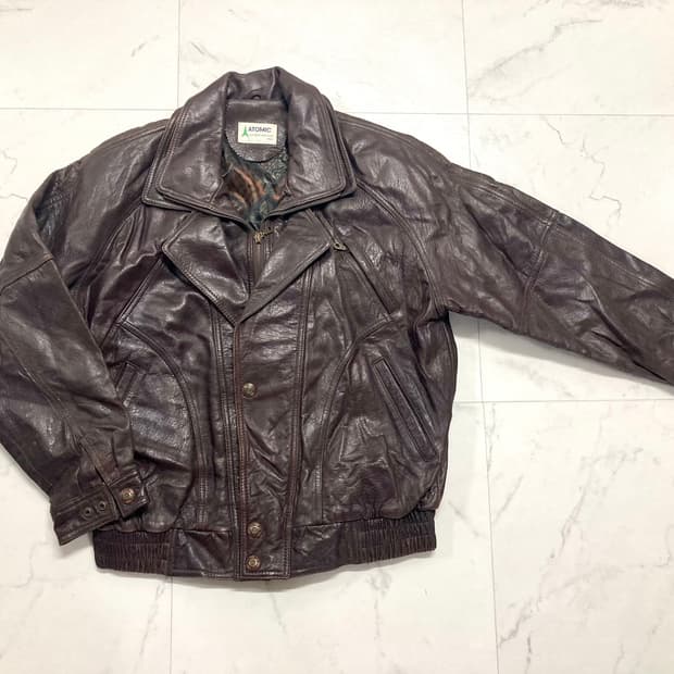 90s 아토믹 양가죽 램스킨 레더 봄버 자켓 100-105