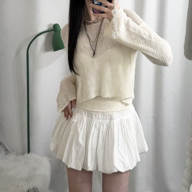 아이보리 시스루 니트