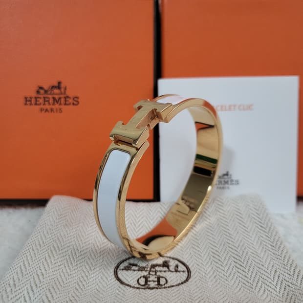 [풀구성] PM / 에르메스 클릭아슈 팔찌 로즈 골드 & 블랑 