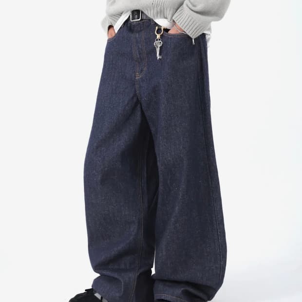 (M) 로파이 제플린 맥스 와이드 데님 팬츠 (인디고 블루)
