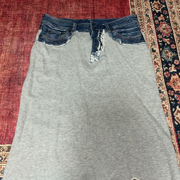 빈티지 데님 트레이닝 믹스매치 스커트 