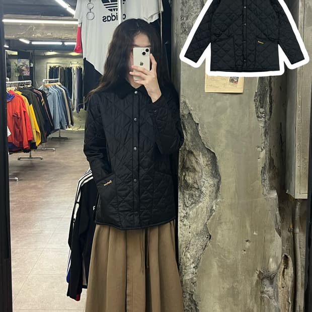 바버 카라 퀄팅 자켓 블랙 키즈 L #csz2163