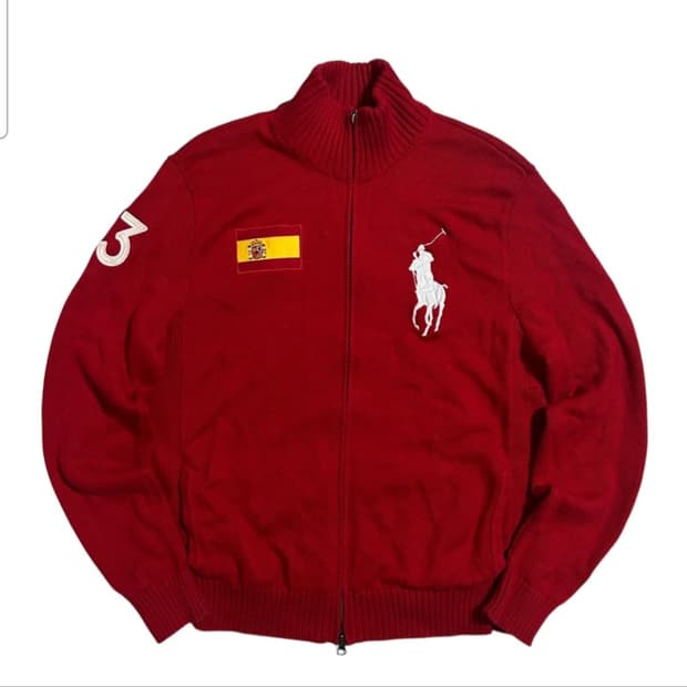 폴로 빅포니 레드 에스파냐 니트 집업
