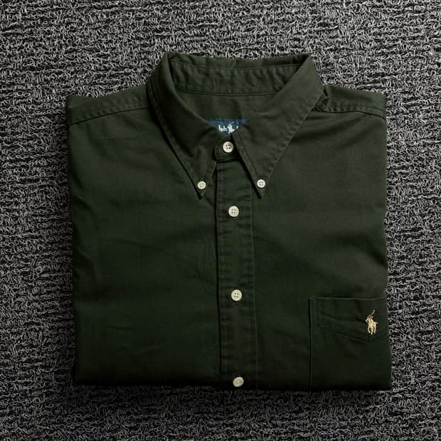 폴로 랄프로렌 포니 로고 박시핏 카키 셔츠 1465