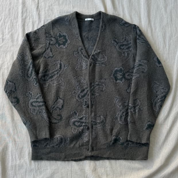 Gu 재팬 카키 패턴 모헤어 가디건 L