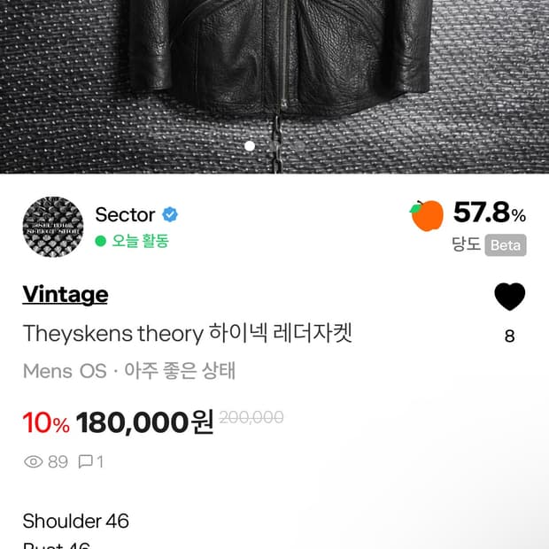 Theyskens theory 하이넥 레더자켓