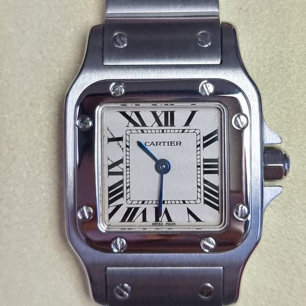 까르띠에 산토스 갈베 스틸 스몰 S 쿼츠 여성용 시계 04년