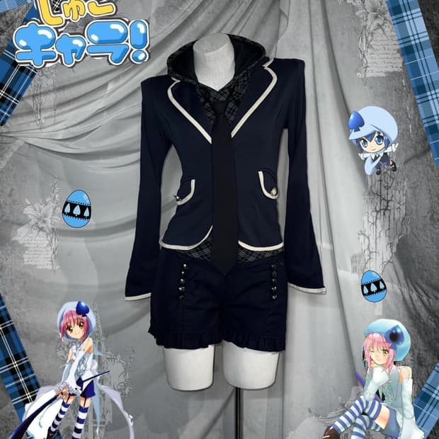 버버리 리즈리사 엑시즈팜 가디언 캐캐체 미키깔 네이비 체크 코디세트