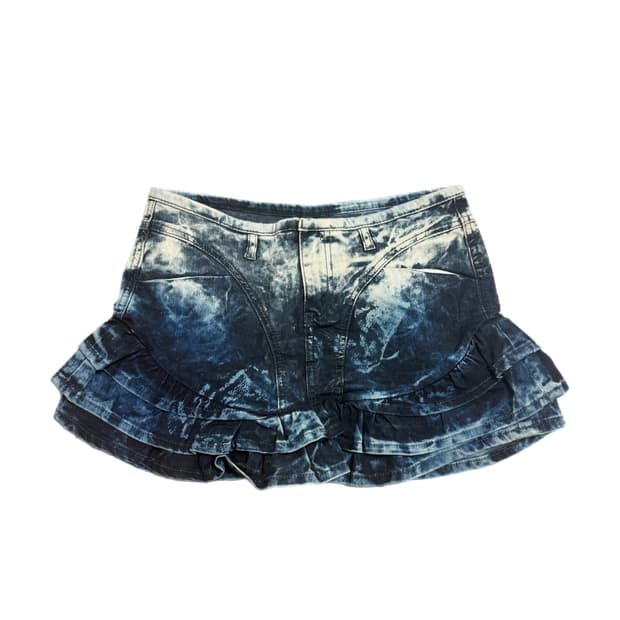 버쉬카 로우라이즈 타이다이 데님 마이크로 미니 스커트