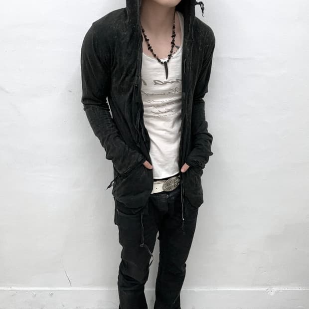 Royal flash leather strap cardigan