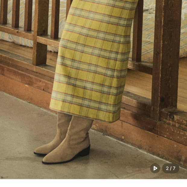 아우어노스텔지아 vintage check skirt_Yellow mint