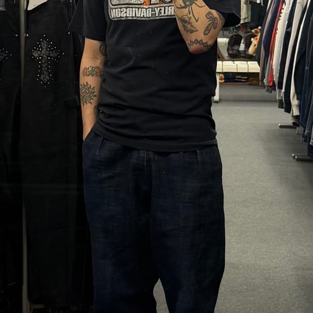 M) 할리데이비슨 빈티지 블랙 프린팅 반팔 티셔츠