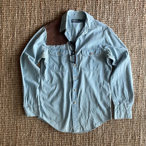 폴로 랄프로렌 스웨이드 패치 워크셔츠