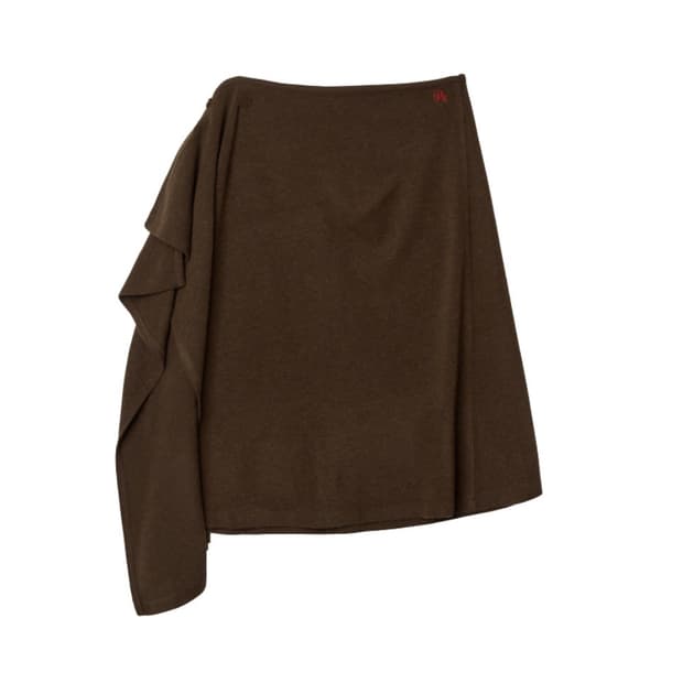 파이시스 버튼 랩스커트 브라운