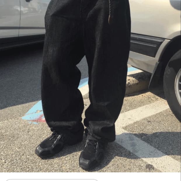 유먼트 crumple selvedge denim pants 네이비